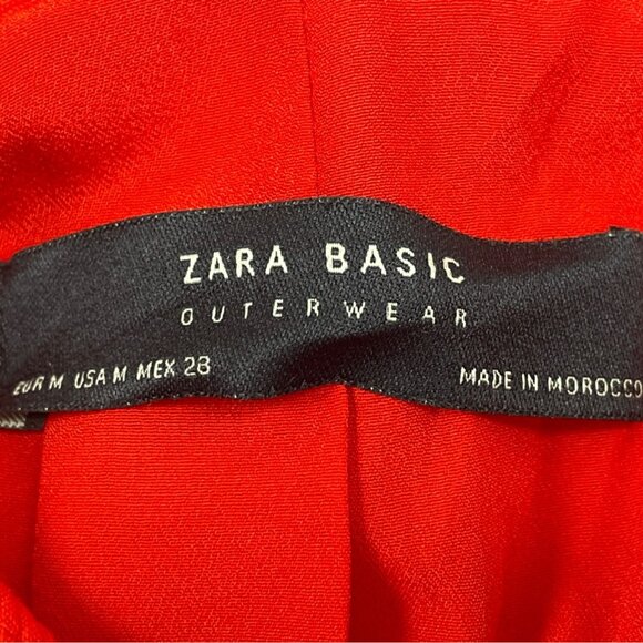 Zara Women’s Red Long Sleeve Open Front Coat With Pockets Sz M - Picture 7 of 8